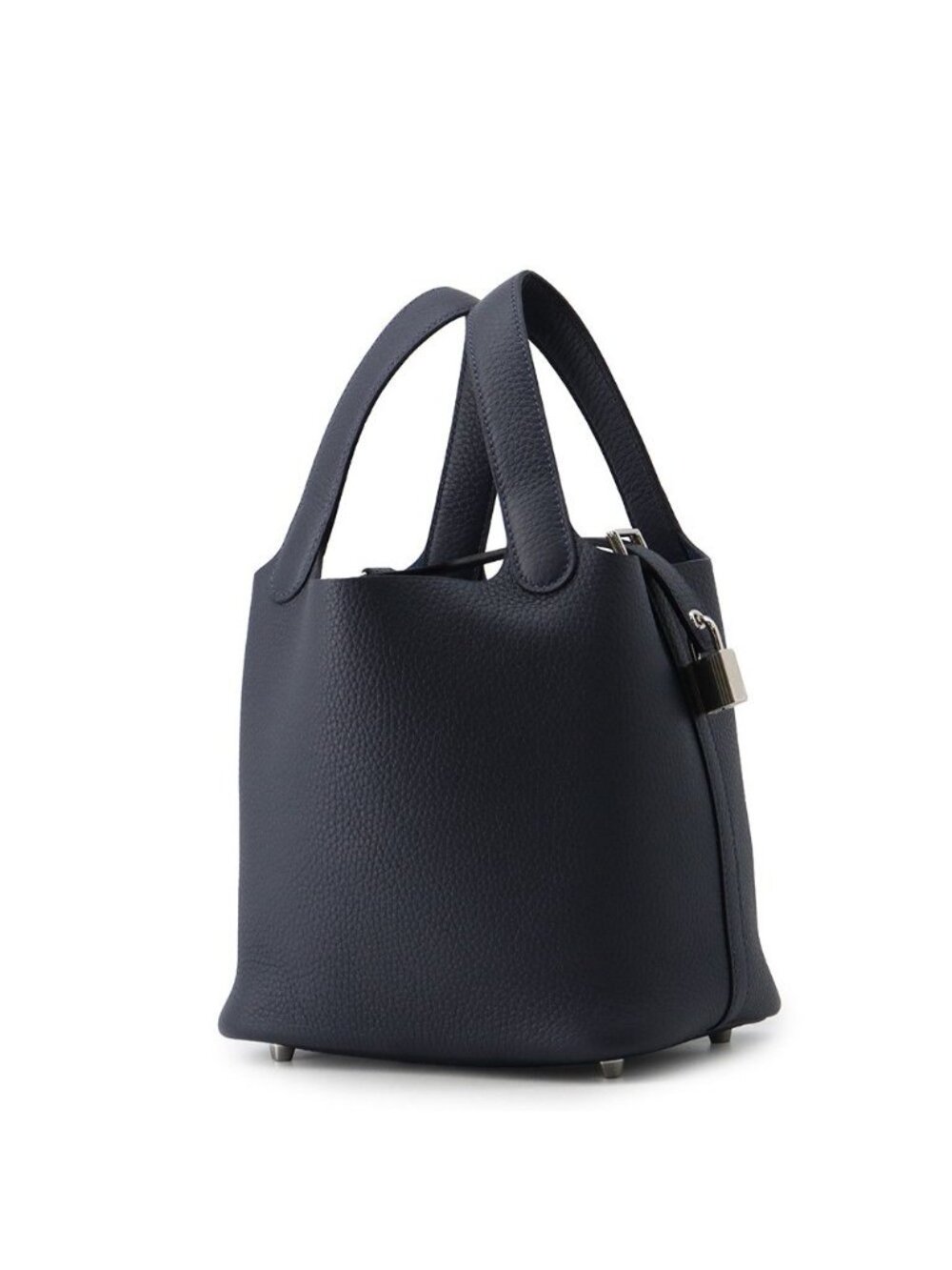 Hermes Handbag Picotin Lock PM Blue Nuit Silver Taurillon Clemence Tote - Picture 2 of 7
